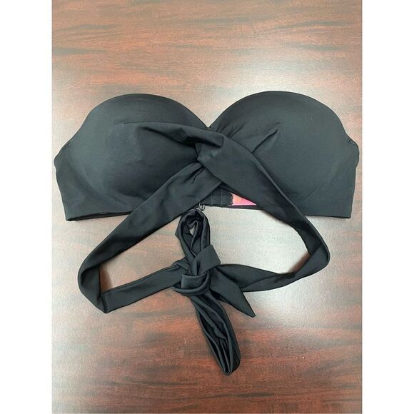 PINK Victoria’s Secret Black Strapless Wrap Around Swim Top - Picture 1 of 4